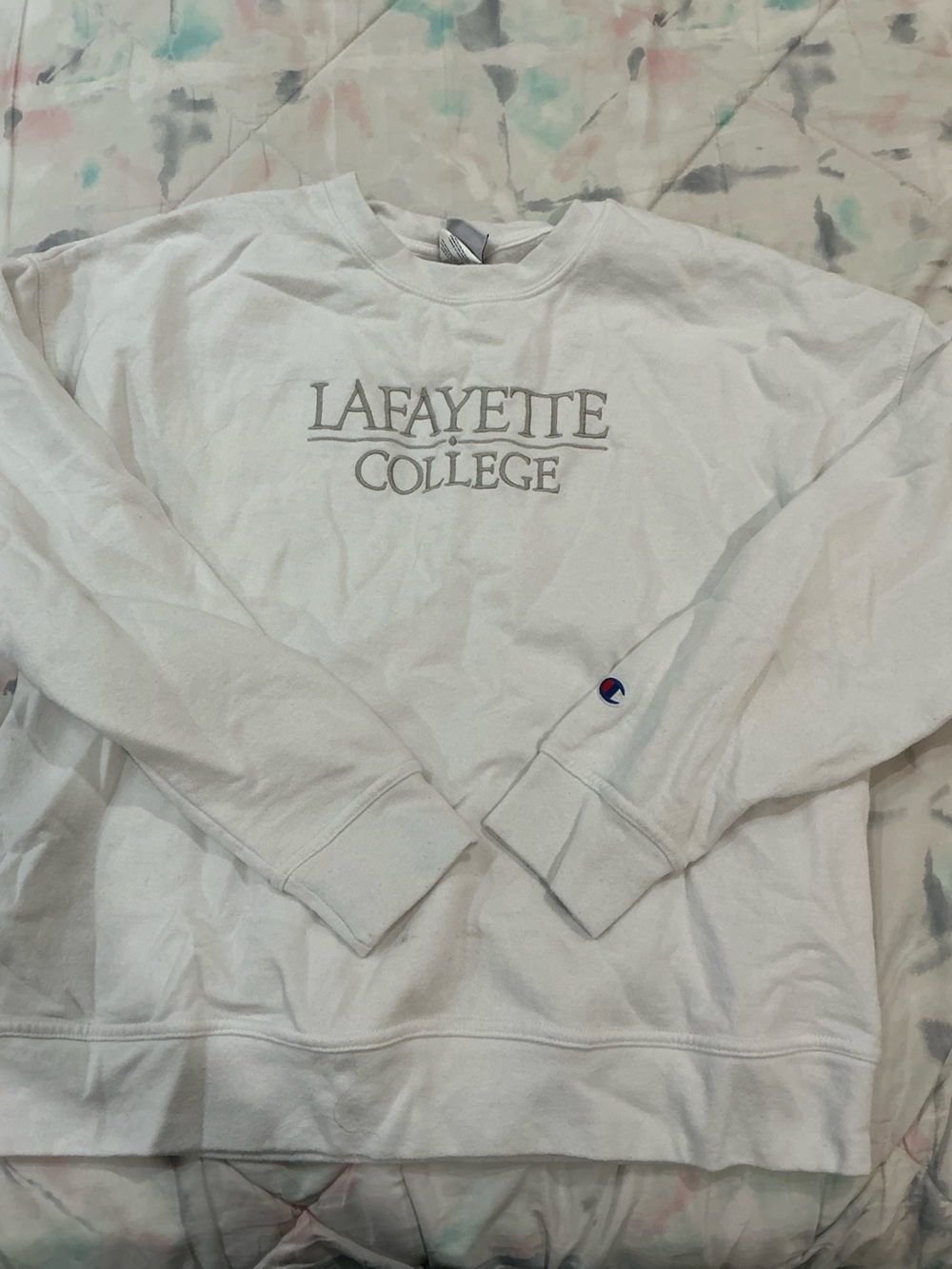 Champion White Lafayette College Crewneck Sweatshirt